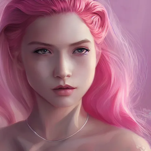 Image similar to teen girl, pink hair, gorgeous, amazing, elegant, intricate, highly detailed, digital painting, artstation, concept art, sharp focus, illustration, art by Ross tran