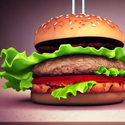 Image similar to a very realistic picture of a hamburger with french fried , ultra realistic, hyper detail,