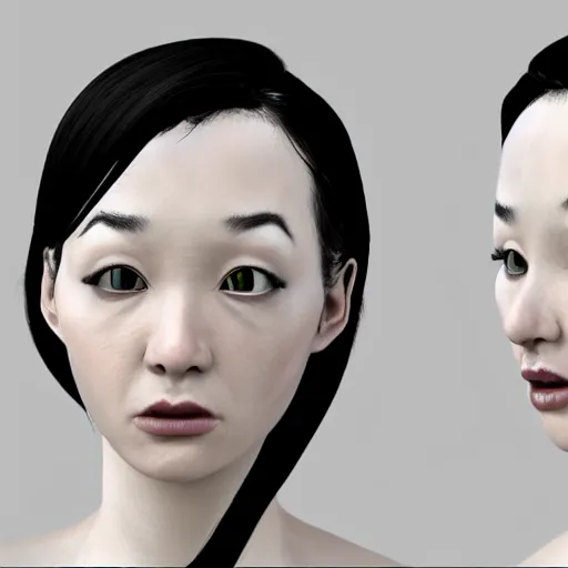 Image similar to ugly women, unreal engine, sadness, angry expression