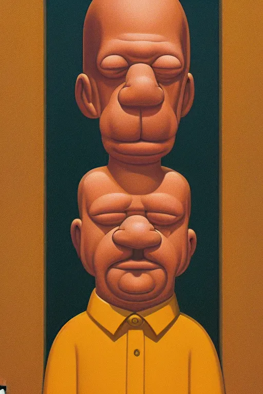 Image similar to geometrical portait of homer simpson by george tooker, by wain louis