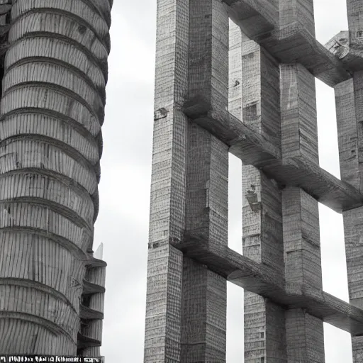 Image similar to a sci - fi beautiful brutalist hypermodern monument, with many rounded brutalist towers sprouting from the base tower creating a feel of a tree - like structure, photography