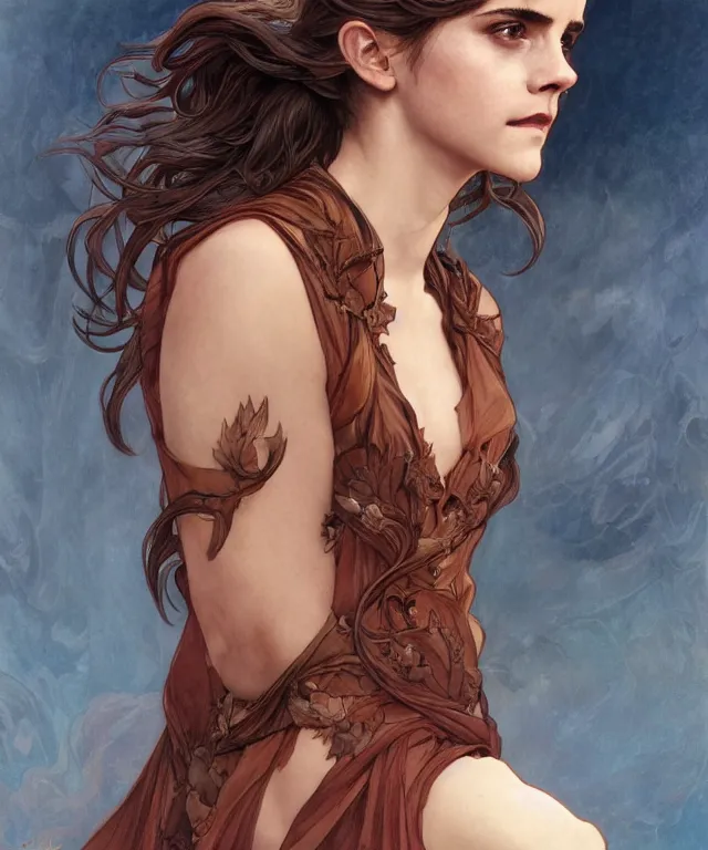 Prompt: Emma Watson as Lucifer morningstar, highly detailed, digital painting, artstation, concept art, smooth, sharp focus, illustration, ArtStation, art by artgerm and greg rutkowski and alphonse mucha and J. C. Leyendecker and Edmund Blair Leighton and Katsuhiro Otomo and Geof Darrow and Phil hale and Ashley wood and Ilya repin and Charlie Bowater