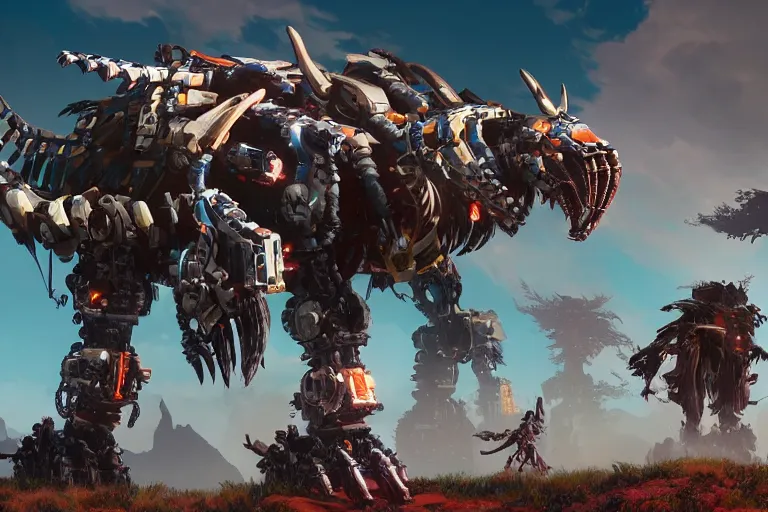 Image similar to bristleback machine mecha animal beast robot of horizon forbidden west horizon zero dawn bioluminiscence global illumination ray tracing hdr fanart arstation by sung choi and eric pfeiffer and gabriel garza and casper konefal