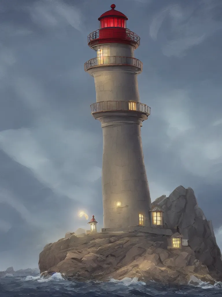 Image similar to lighthouse by disney concept artists, blunt borders, rule of thirds