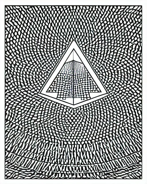 Image similar to triangle inside circle, digital art, very sharp, symmetry 2 d, vector, black and white, basic shapes