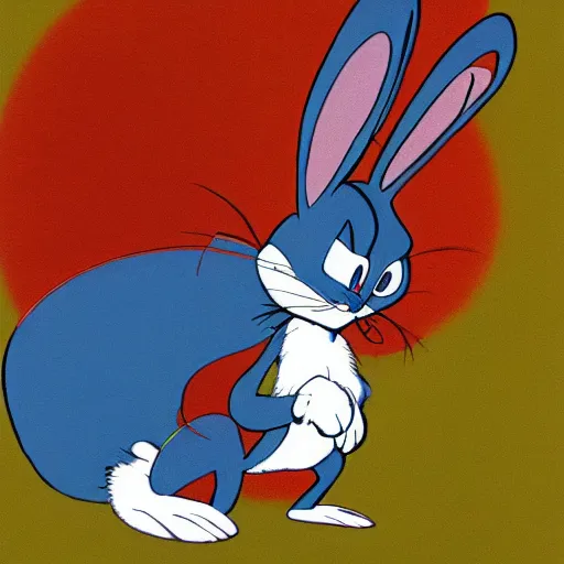 Prompt: Bugs Bunny. concept art by James Gurney and Mœbius.