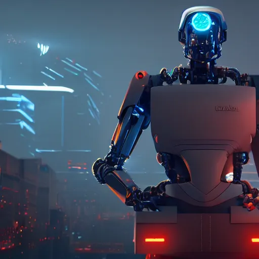 Prompt: gangsta thug robot, futuristic, led screens, matte painting, expression, unreal engine, dramatic cinematic lighting rendered by octane, 8 k, detailed