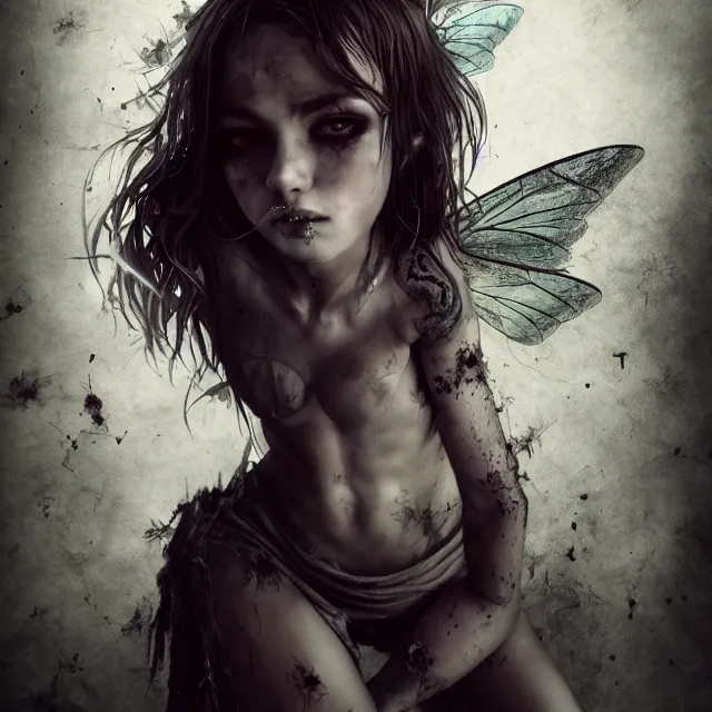 Image similar to full body pose, beautiful adult anarchy fairy, dirty, grungy, grunge, highly detailed, 4 k, hdr, smooth, sharp focus, high resolution, award - winning photo, artgerm, photorealistic