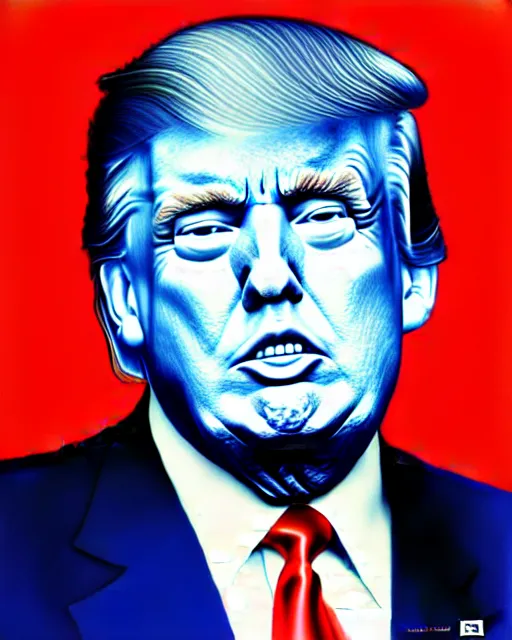 Image similar to portrait of donald trump sweating profusely, by alan bean, ultra detailed, trending on artstation,