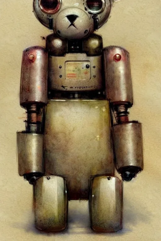 Image similar to ( ( ( ( ( 1 2 0 5 0 s retro science fiction cute robot teddy bear. muted colors. ) ) ) ) ) by jean - baptiste monge!!!!!!!!!!!!!!!!!!!!!!!!!!!!!!