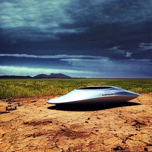 Prompt: “realistic photo, solar car hovering off a futuristic landscape”