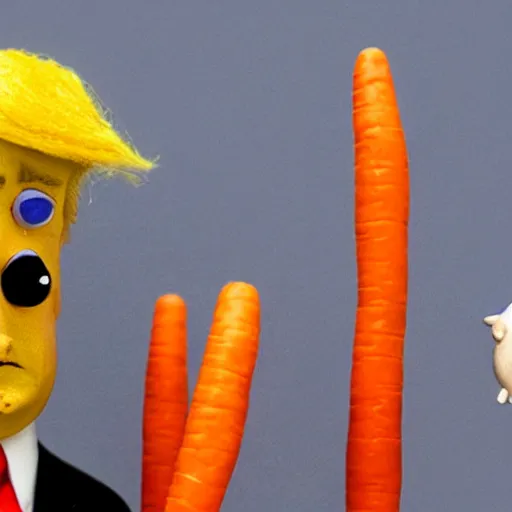 Image similar to donald trump as a carrot, claymation