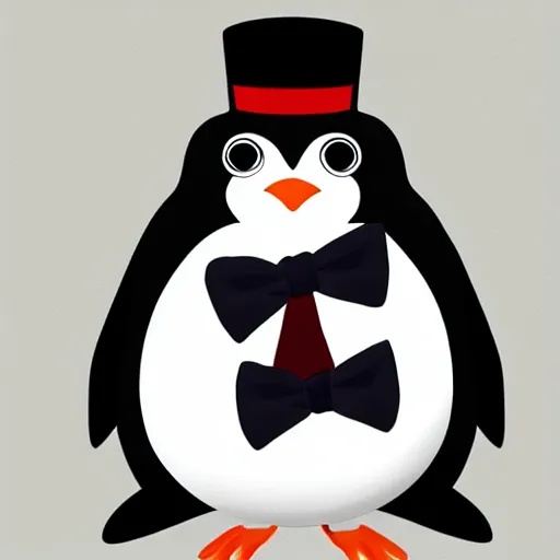 Image similar to a penguin in a tuxedo with a top hat