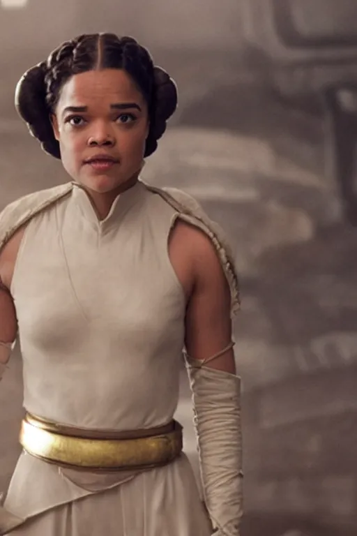 Image similar to Tessa Thompson as princess leia