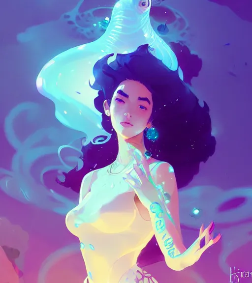 Prompt: portrait of a beautiful queen of the ocean in complex and shiny dress inspired by jellyfish, by ross tran and atey ghailan, by greg rutkowski, by greg tocchini, by james gilleard, by joe fenton, by kaethe butcher, dynamic lighting, grunge aesthetic