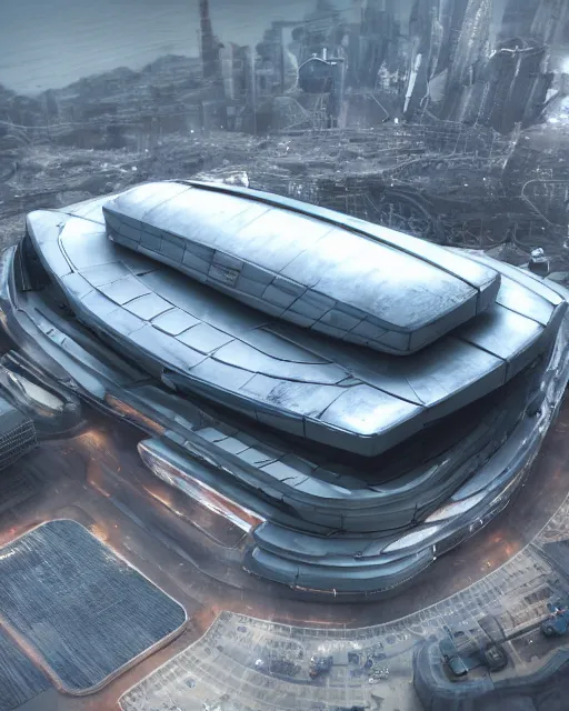 Image similar to a futuristic stadium with a giant metal gear on the field, unreal engine, hyper realism, realistic shading, cinematic composition, realistic render, octane render, detailed textures, photorealistic, wide shot