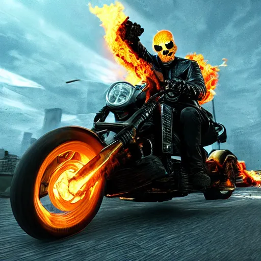 Image similar to Ghost rider In The Matrix 4K quality photorealism