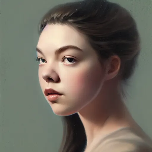 Prompt: ultra realistic painting of Anya Taylor-Joy, profile picture by Greg Rutkowski, Organic Painting, Matte Painting, hard edges, textured photoshop brushes, soft focus, 8k, perfect lighting high contrast, trending on artstation by Sachin Teng