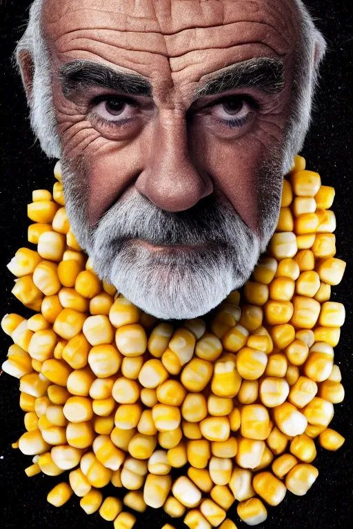 Image similar to 📷 sean connery is corn, made of food, head portrait, dynamic lighting, 4 k