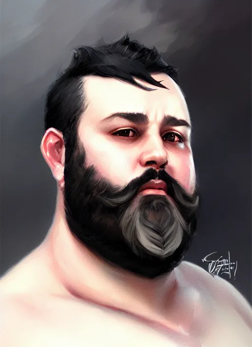 Image similar to a _ fantasy _ style _ portrait _ painting _ of white male short black hair chubby disconnected beard, rpg dnd oil _ painting _ unreal _ 5 _ daz. _ rpg _ portrait _ extremely _ detailed _ artgerm _ greg _ rutkowski _ greg