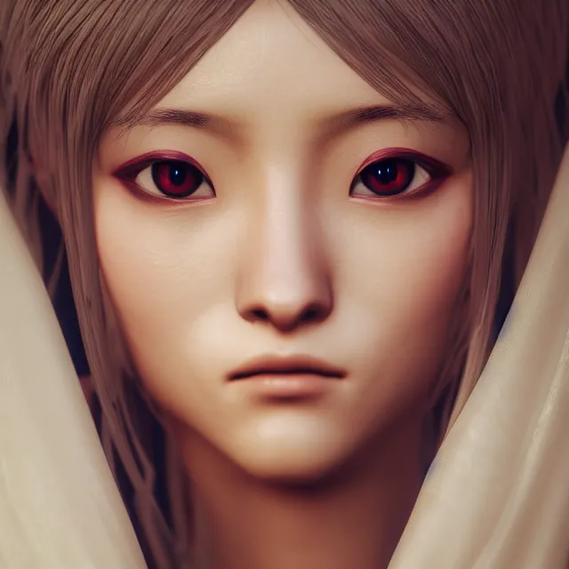 Image similar to perfectly centered close up portrait, anime goddess, candid photography, by leonardo da vinci, highly detailed, character concept, unreal engine 5