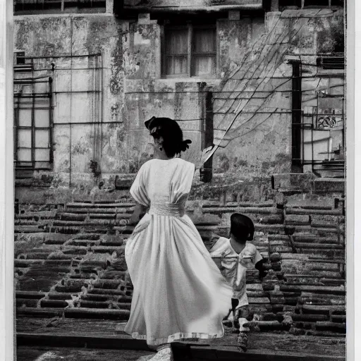 Image similar to an approaching shadow, black and white photography by fan ho, hong kong 1 9 5 4