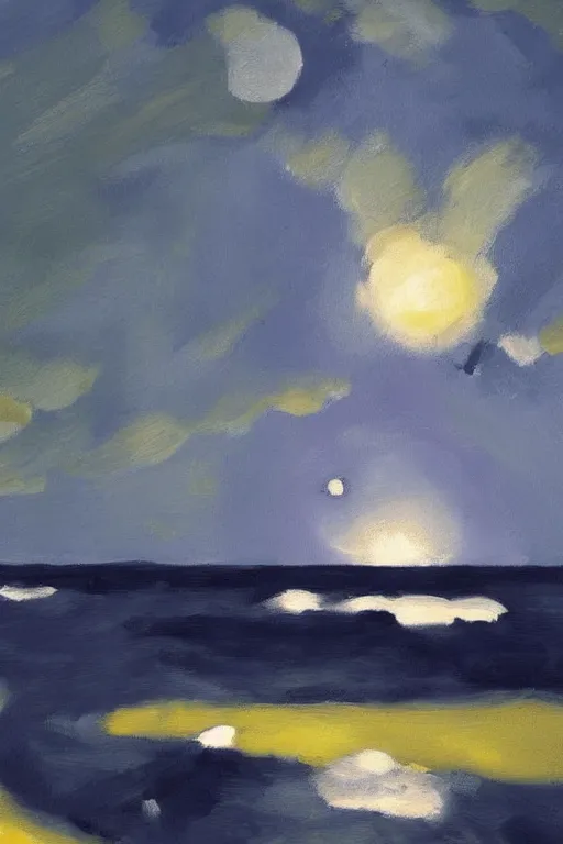 Image similar to digital matte fantasy dreamy seascape rocks waves moonlight, artstation, behance, 8 k by august macke