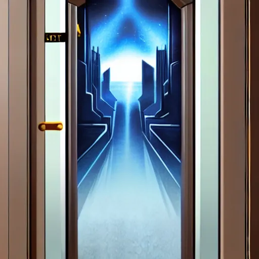 Image similar to hyper realistic art - deco sci - fi door