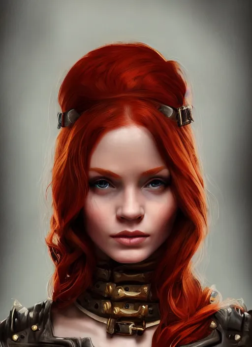 Image similar to Beautiful redhead girl which chest wrapped in bandages, portrait, fantasy, medieval, vivid colors, fantasy, elegant, concept art, sharp focus, beautiful face, digital art, Hyper-realistic, 4K, Unreal Engine, Highly Detailed, HD, Dramatic Lighting by Brom, trending on Artstation