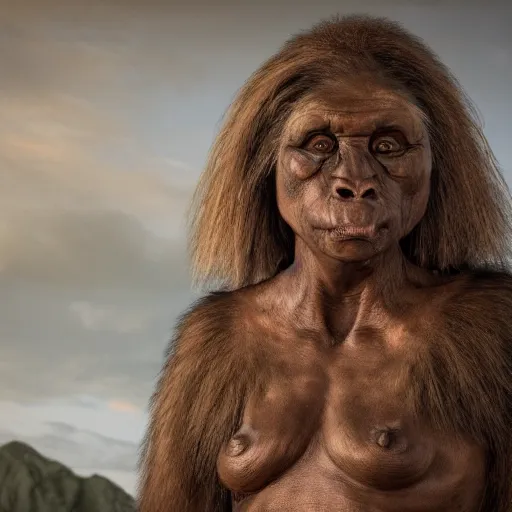 Image similar to Marjorie Taylor Green as a Neanderthal, real-life, ultra detailed, 8k resolution, ultrarealistic