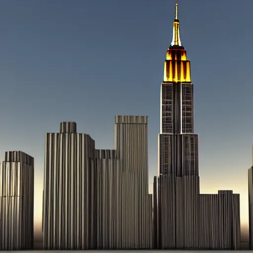 Image similar to 3 d render of a building, octane render, blender 3 d, empire state building model