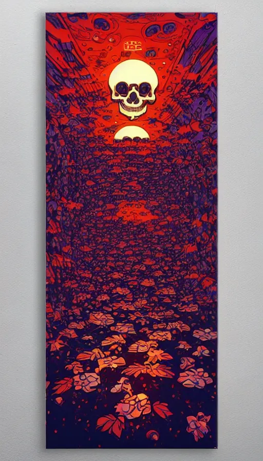 Image similar to The floral skulls under sunset starlit sky, italian futurism, Dan Mumford, da vinci, Josan Gonzalez