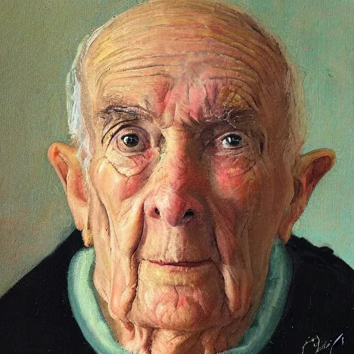 Prompt: self portrait by a really old 90 year old