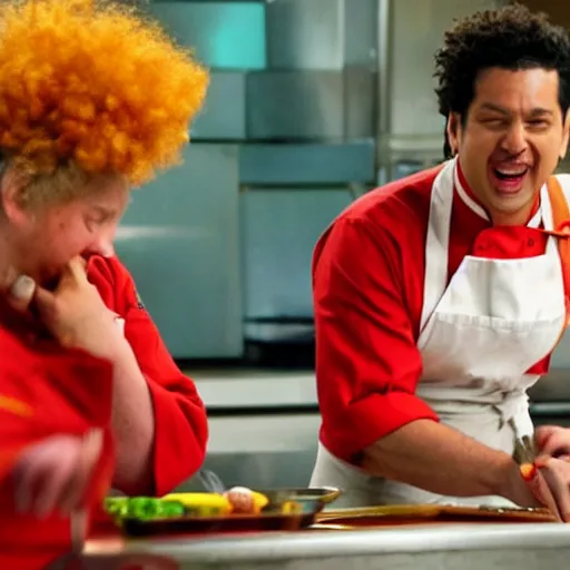 Image similar to Picture from Top Chef Season 99 - Ronald Mcdonald at Judge's Table