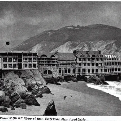 Prompt: San Francisco's iconic Cliff House before it was ruined by fire in 1907, full color