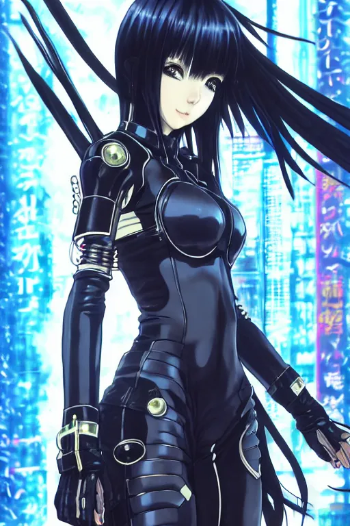 Image similar to portrait Anime girl in cyberpunk trinity blood armor, cute-fine-face, black-hair pretty face, realistic shaded Perfect face, fine details. Anime. realistic shaded lighting by Ilya Kuvshinov katsuhiro otomo ghost-in-the-shell, magali villeneuve, artgerm, rutkowski, WLOP Jeremy Lipkin and Giuseppe Dangelico Pino and Michael Garmash and Rob Rey and Yoshitaka Amano and Thores Shibamoto