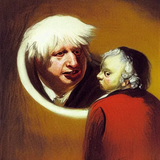 Prompt: portrait of boris johnson by goya in style of saturn devouring his son