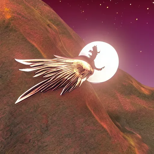 Image similar to whatever you do don't die realistic epic wings moon
