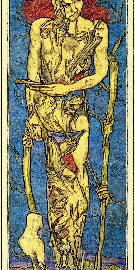 Prompt: the fool tarot card by austin osman spare