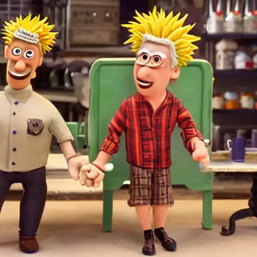 Image similar to movie style of claymation guy fieri in the style of wallace and gromit