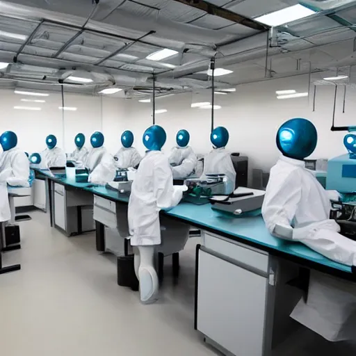 Image similar to a laboratory where humans are turned into robots