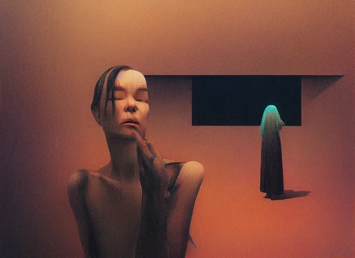 Prompt: Bjork, science fiction, Edward Hopper and James Gilleard, Zdzislaw Beksinski highly detailed