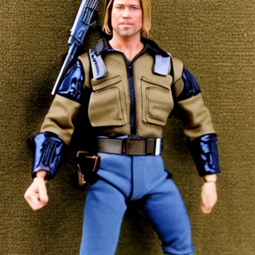 Prompt: 1 2 inch brad pitt hasbro g. i. joe action figure designed by stanley weston 1 9 6 9