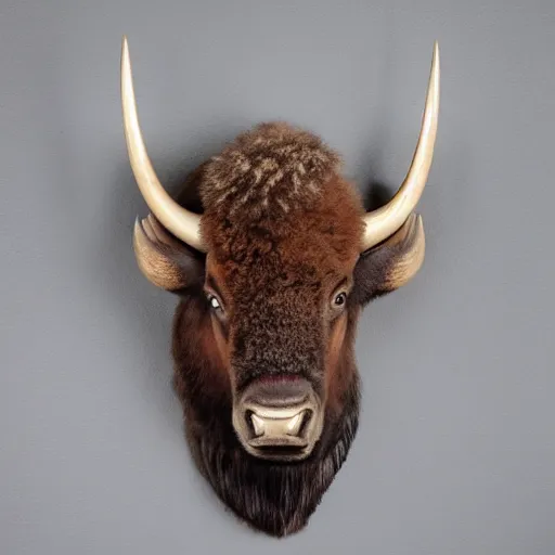 Image similar to hunting trophy bison head nailed to the wall