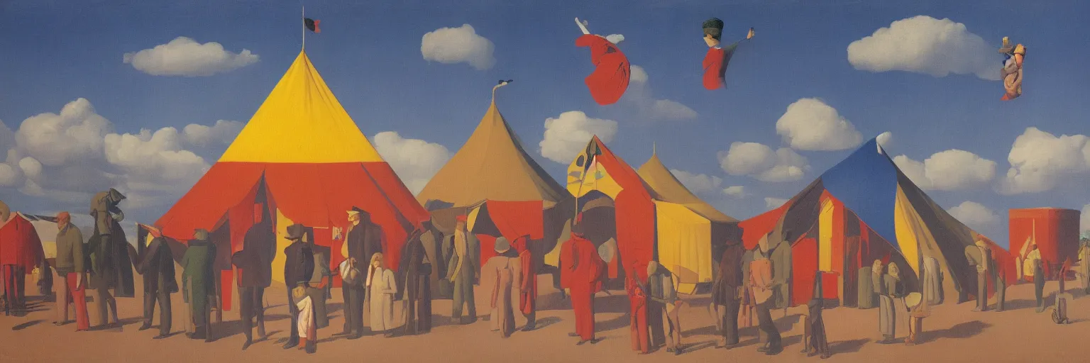 Image similar to circus tent painting magritte