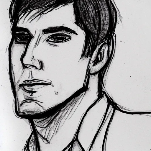 Image similar to a very quick pen sketch of jerma