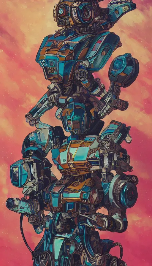 Prompt: high quality high detail biomechanical portrait of diesel punk in an alien world, gundam fullbody, mekka, tristan eaton, victo ngai, artgerm, rhads, ross draws, hyperrealism, intricate detailed, alphonse mucha, 8 k, sci - fi, pastel colors, artstation,