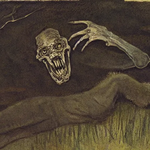 Prompt: horror beast in the style of Andrew Wyeth