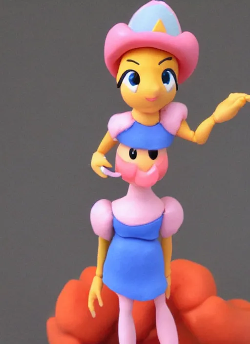 Image similar to claymation figure of princess peach