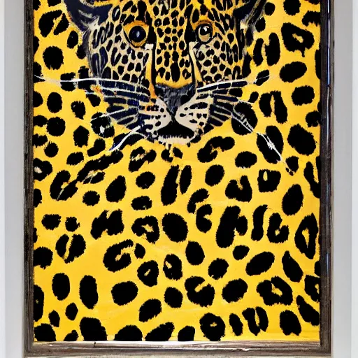Prompt: the leopard, by jackson pollock, 1 9 4 9, acrylic on glass, abstract expressionism